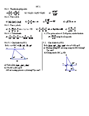 Đề ôn thi học kì môn Toán Lớp 7 - Đề 1